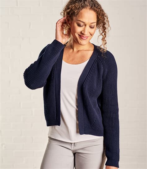 navy blue cropped cardigan women's.